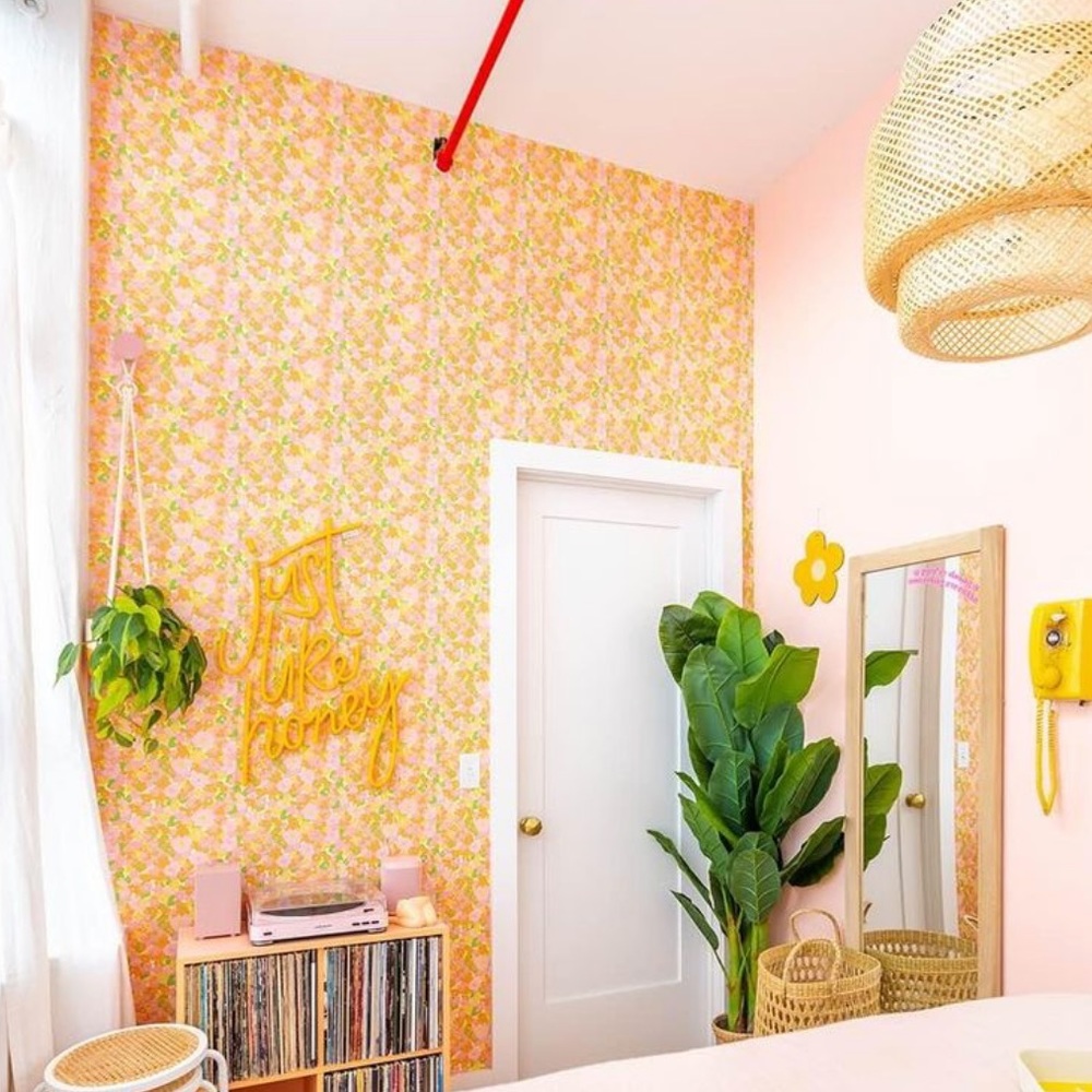 Spoonflower retro floral flower power wallpaper